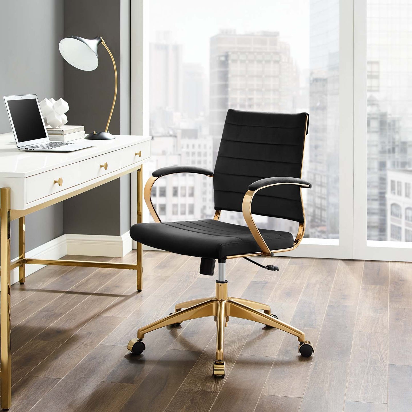 Jive Mid Back Performance Velvet Office Chair, Velvet, Black, 19645