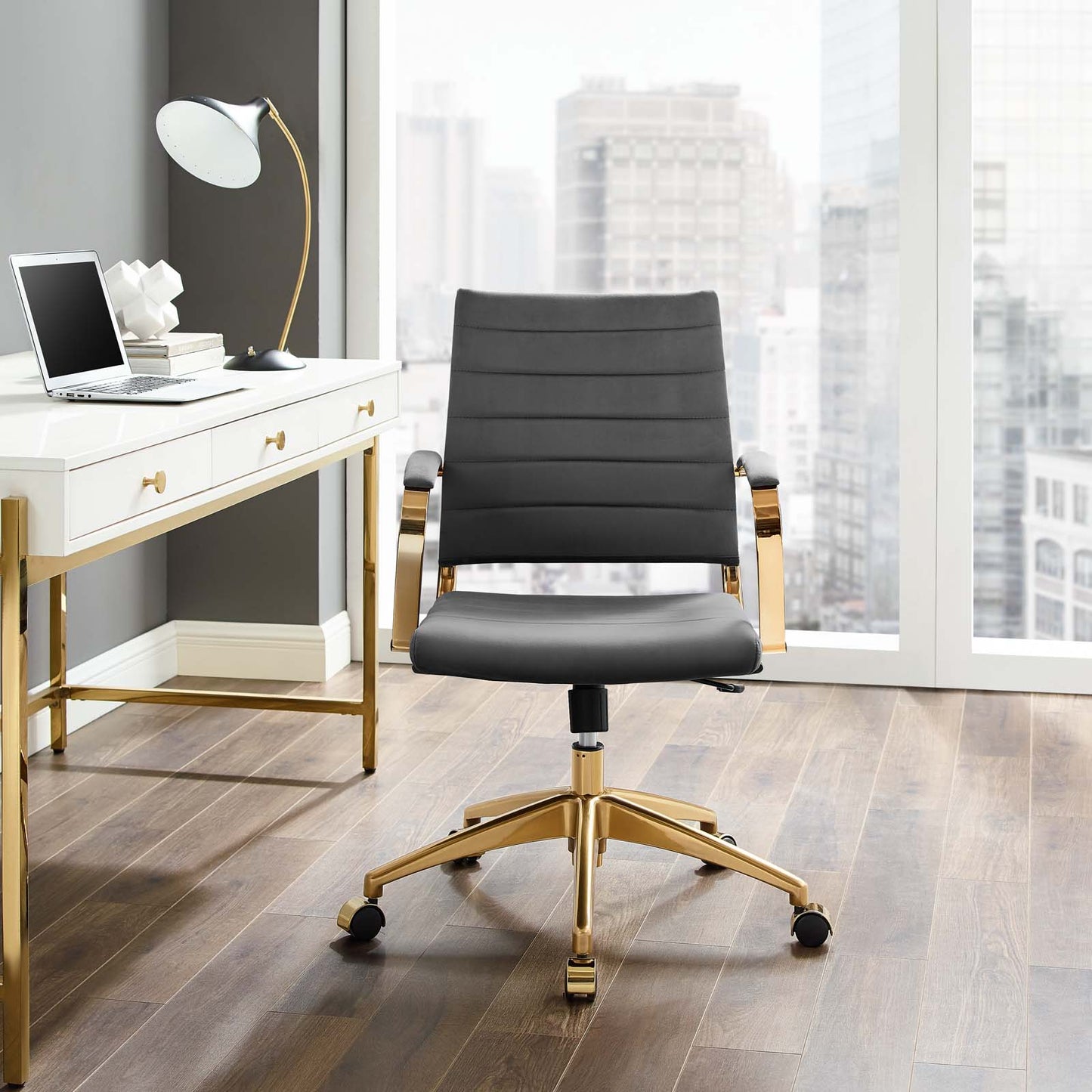 Jive Mid Back Performance Velvet Office Chair, Velvet, Grey Gray, 19646