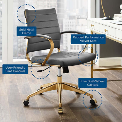 Jive Mid Back Performance Velvet Office Chair, Velvet, Grey Gray, 19646