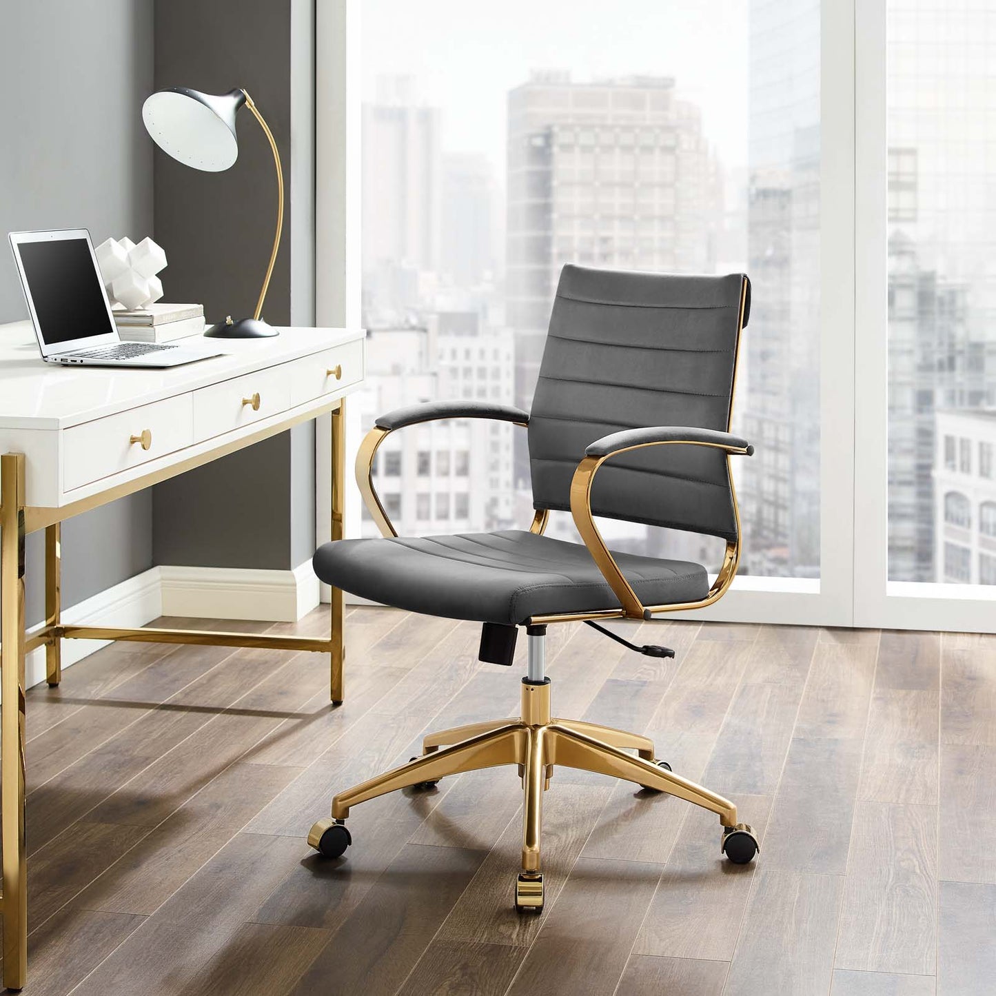 Jive Mid Back Performance Velvet Office Chair, Velvet, Grey Gray, 19646