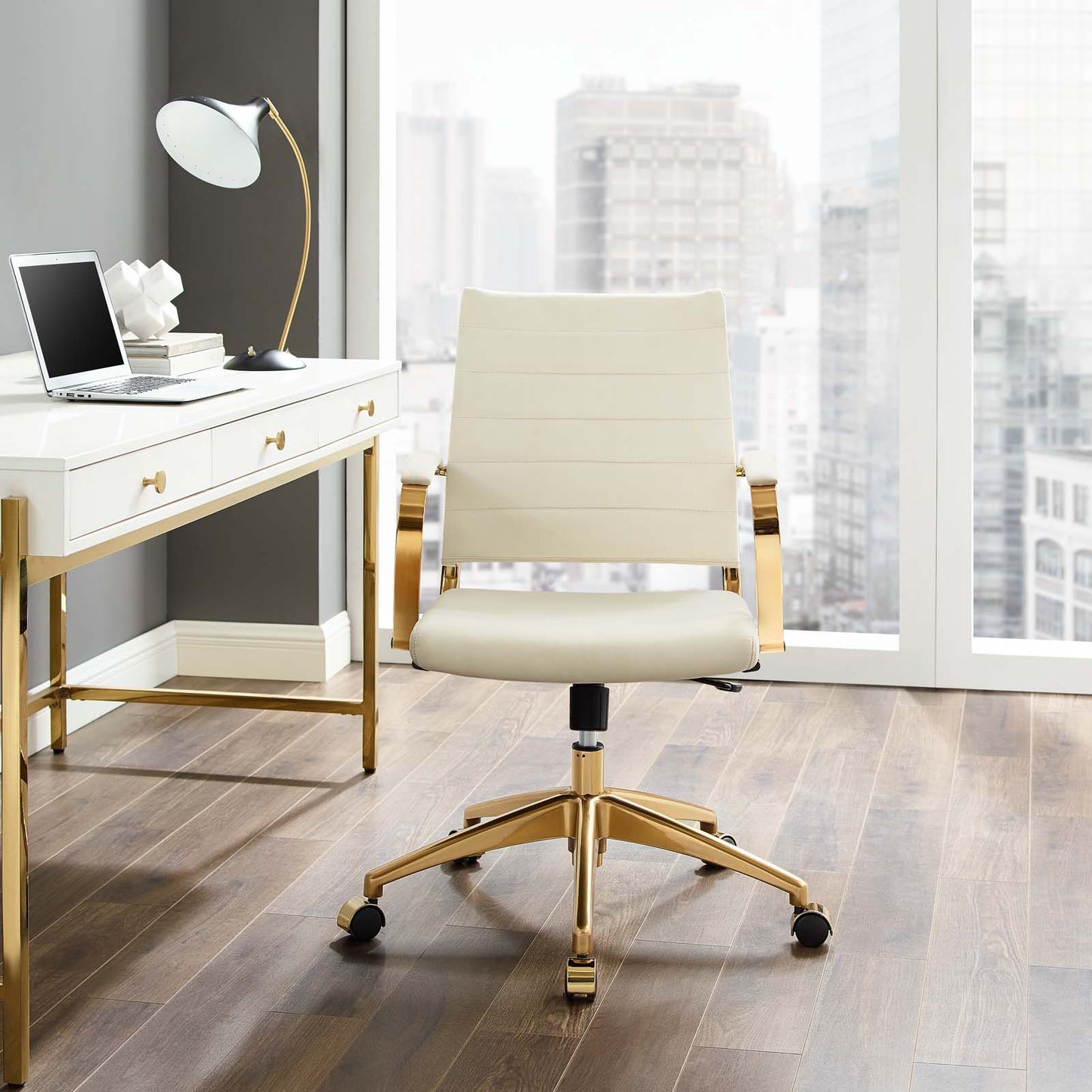 Jive Mid Back Performance Velvet Office Chair, Velvet, Ivory White, 19647