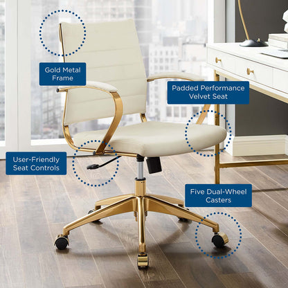 Jive Mid Back Performance Velvet Office Chair, Velvet, Ivory White, 19647