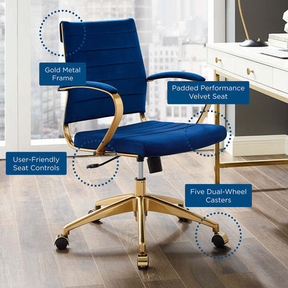 Jive Mid Back Performance Velvet Office Chair, Velvet, Blue Navy, 19648