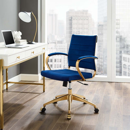Jive Mid Back Performance Velvet Office Chair, Velvet, Blue Navy, 19648