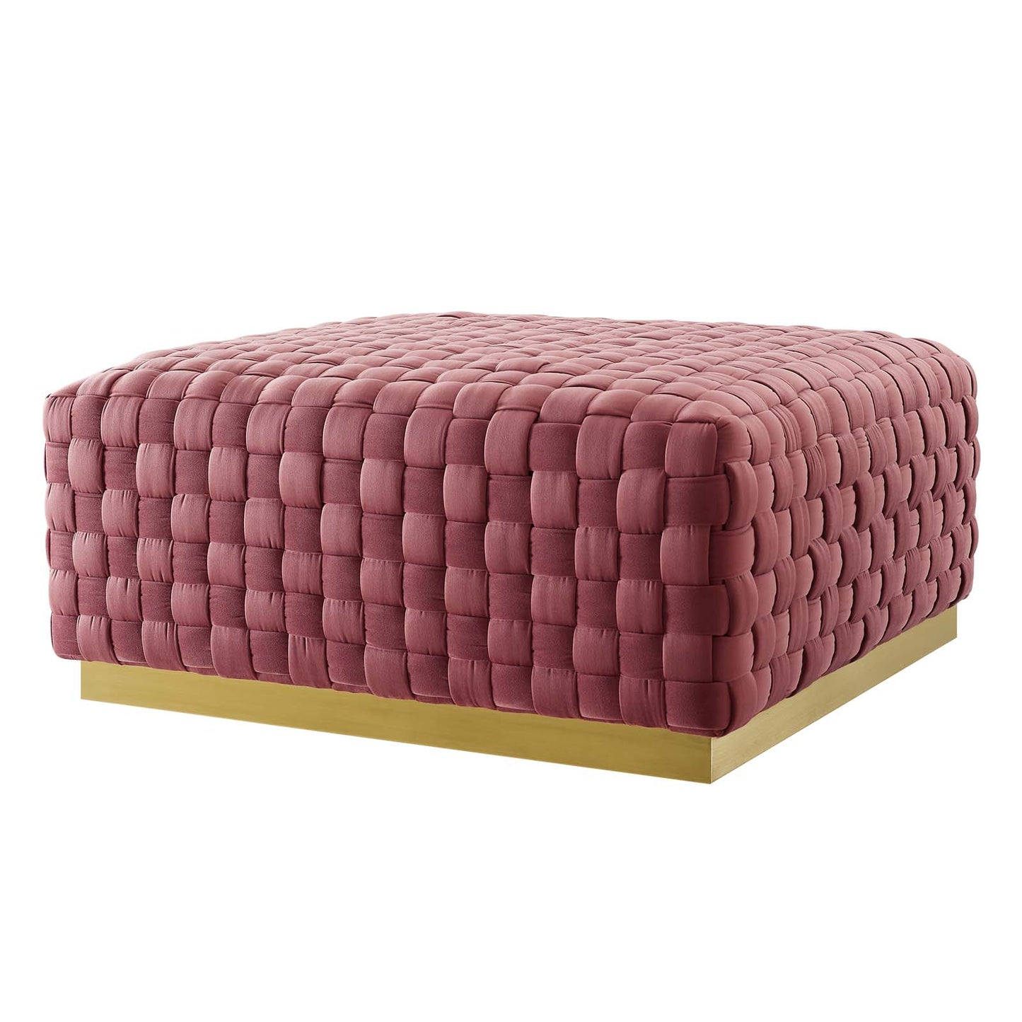 Florence Square Performance Velvet Ottoman, Velvet, Pink, 19649