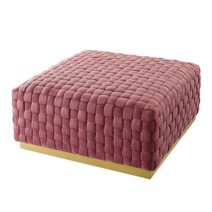 Florence Square Performance Velvet Ottoman, Velvet, Pink, 19649