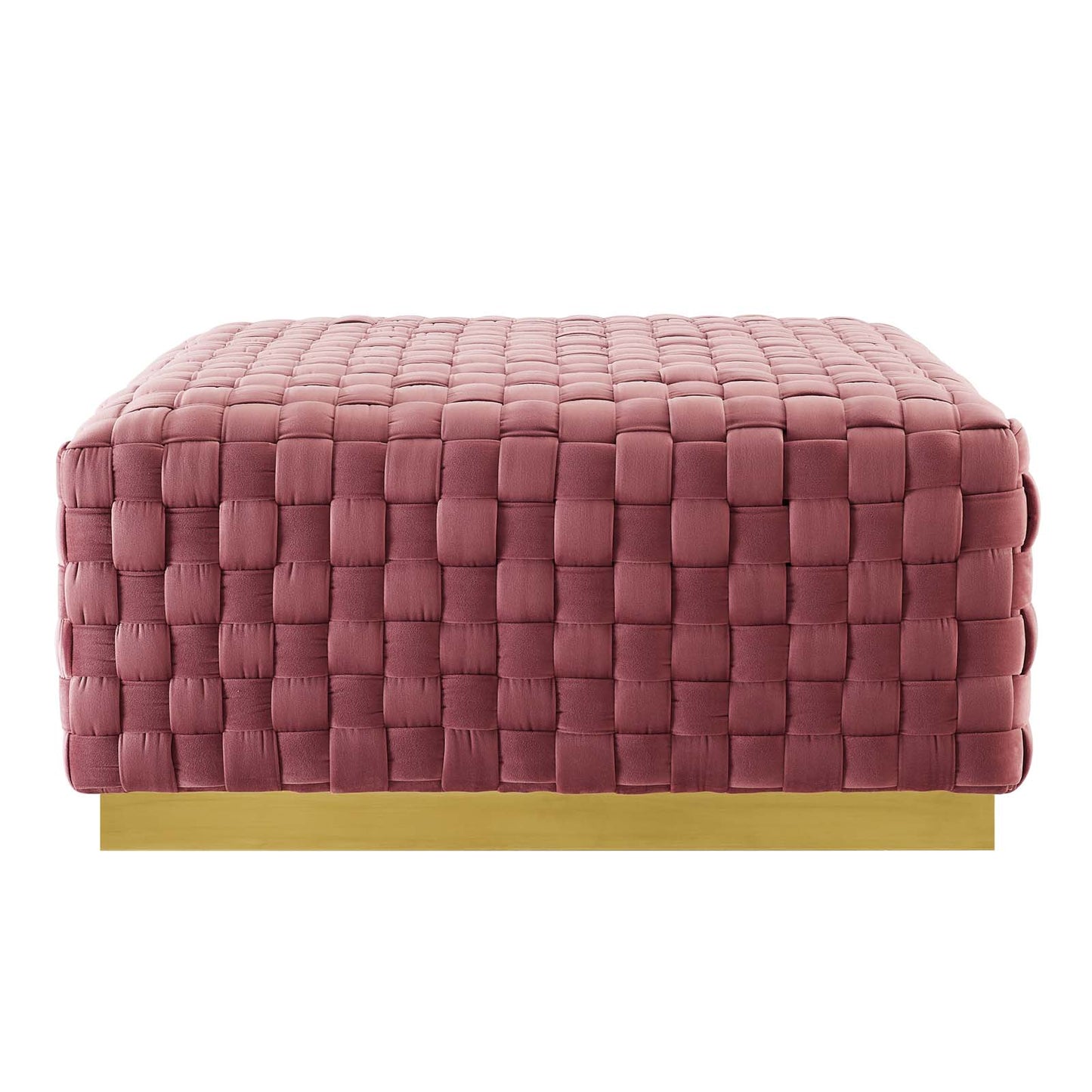 Florence Square Performance Velvet Ottoman, Velvet, Pink, 19649