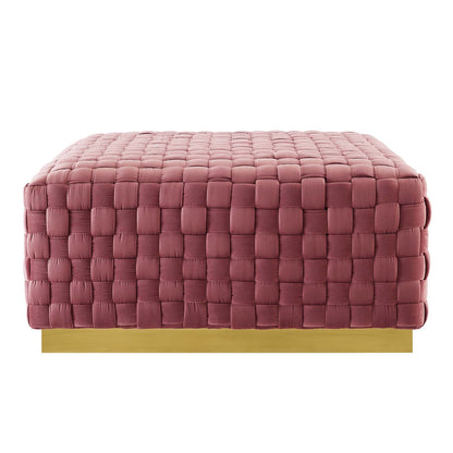 Florence Square Performance Velvet Ottoman, Velvet, Pink, 19649