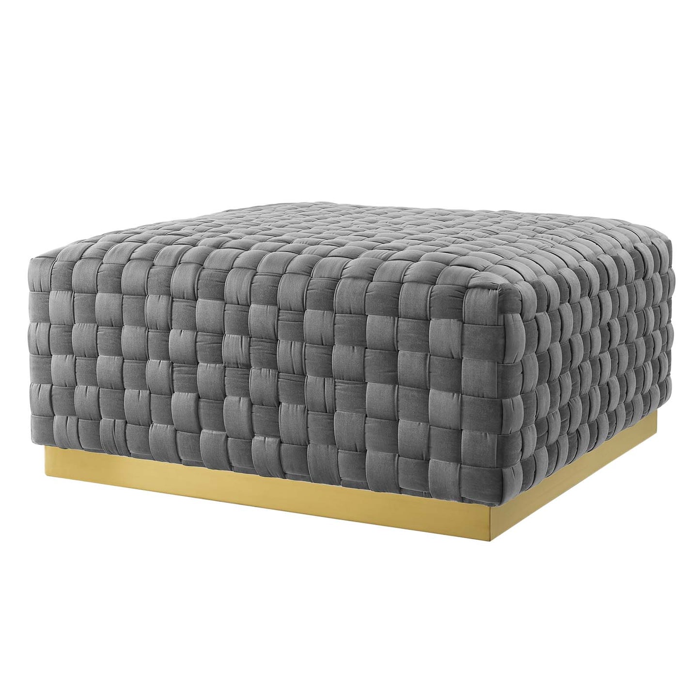 Florence Square Performance Velvet Ottoman, Velvet, Grey Gray, 19650