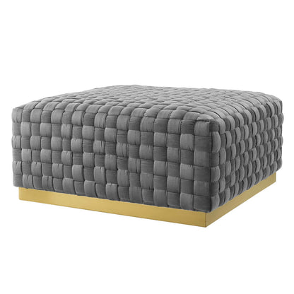 Florence Square Performance Velvet Ottoman, Velvet, Grey Gray, 19650