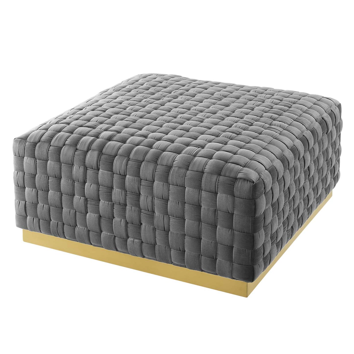 Florence Square Performance Velvet Ottoman, Velvet, Grey Gray, 19650