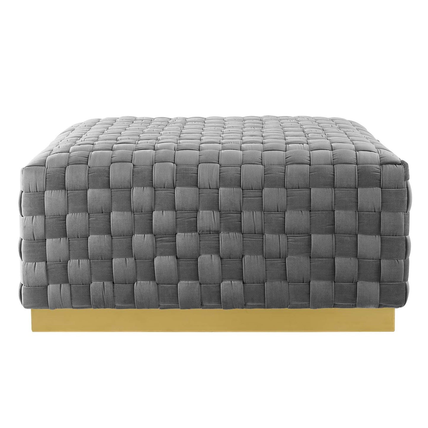 Florence Square Performance Velvet Ottoman, Velvet, Grey Gray, 19650