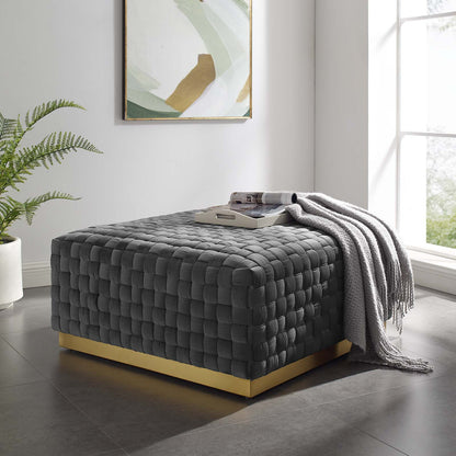 Florence Square Performance Velvet Ottoman, Velvet, Grey Gray, 19650