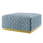 Florence Square Performance Velvet Ottoman, Velvet, Light Blue, 19651