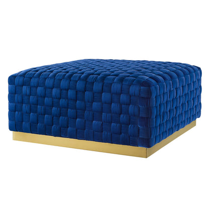 Florence Square Performance Velvet Ottoman, Velvet, Blue Navy, 19652