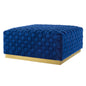 Florence Square Performance Velvet Ottoman, Velvet, Blue Navy, 19652