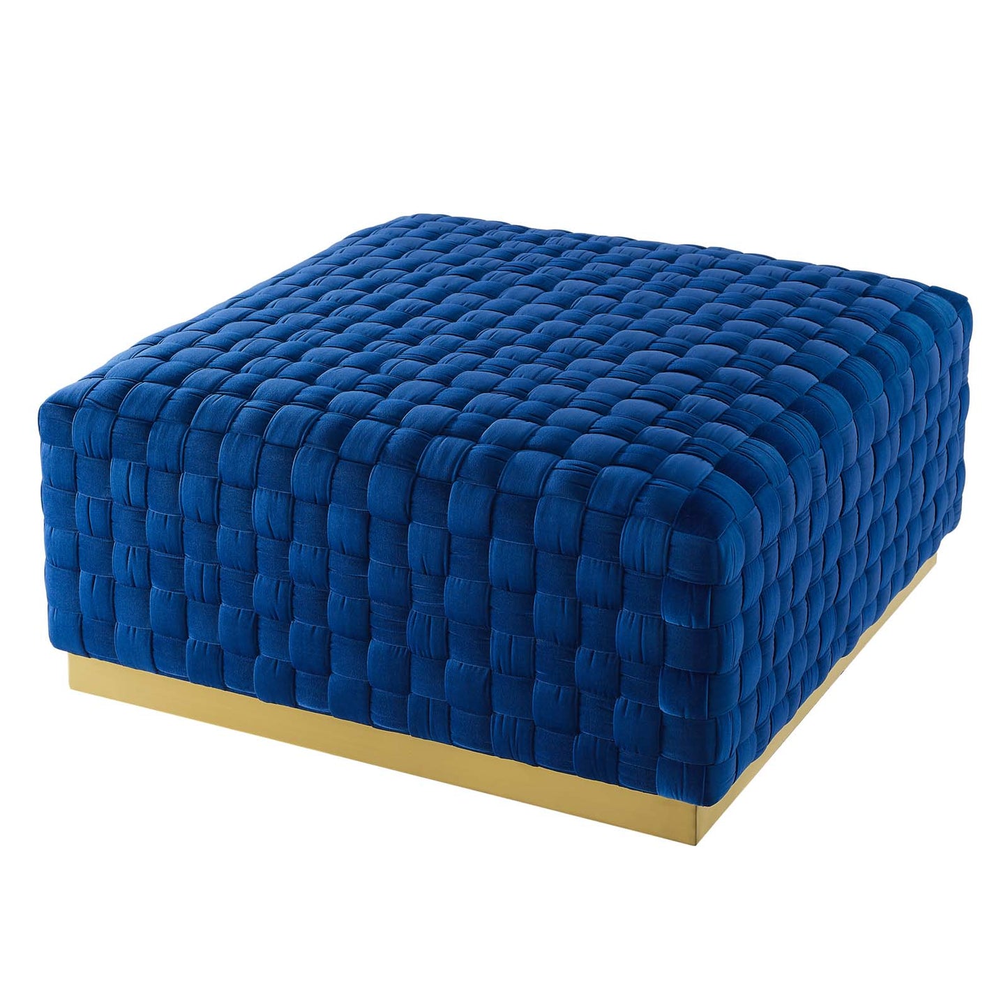 Florence Square Performance Velvet Ottoman, Velvet, Blue Navy, 19652