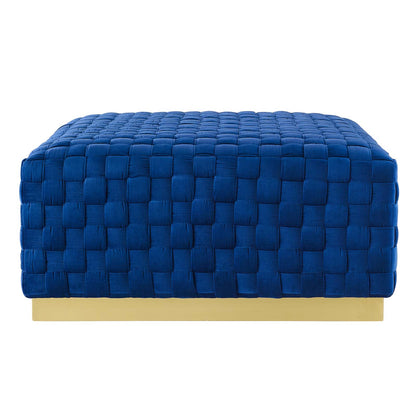 Florence Square Performance Velvet Ottoman, Velvet, Blue Navy, 19652