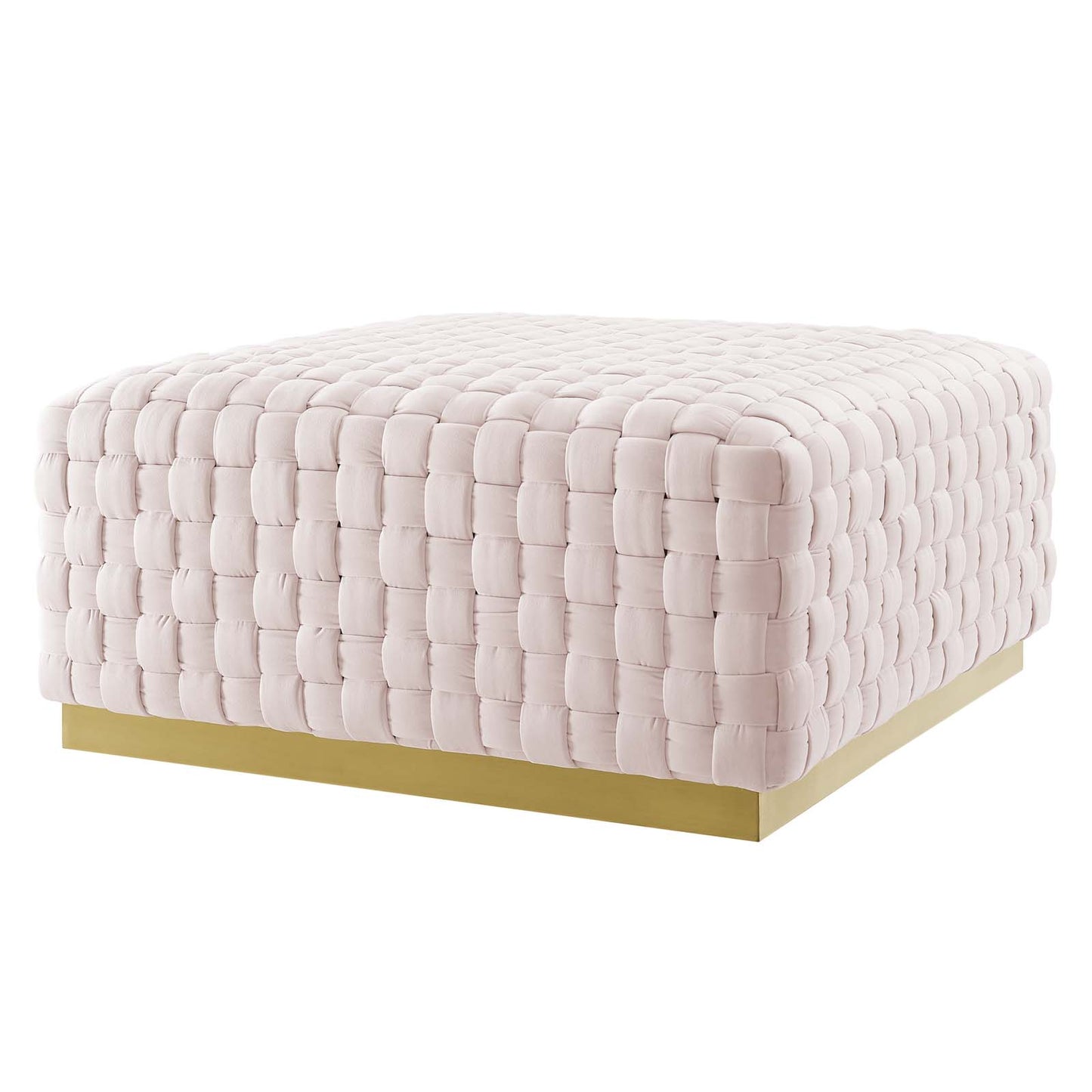 Florence Square Performance Velvet Ottoman, Velvet, Pink, 19653