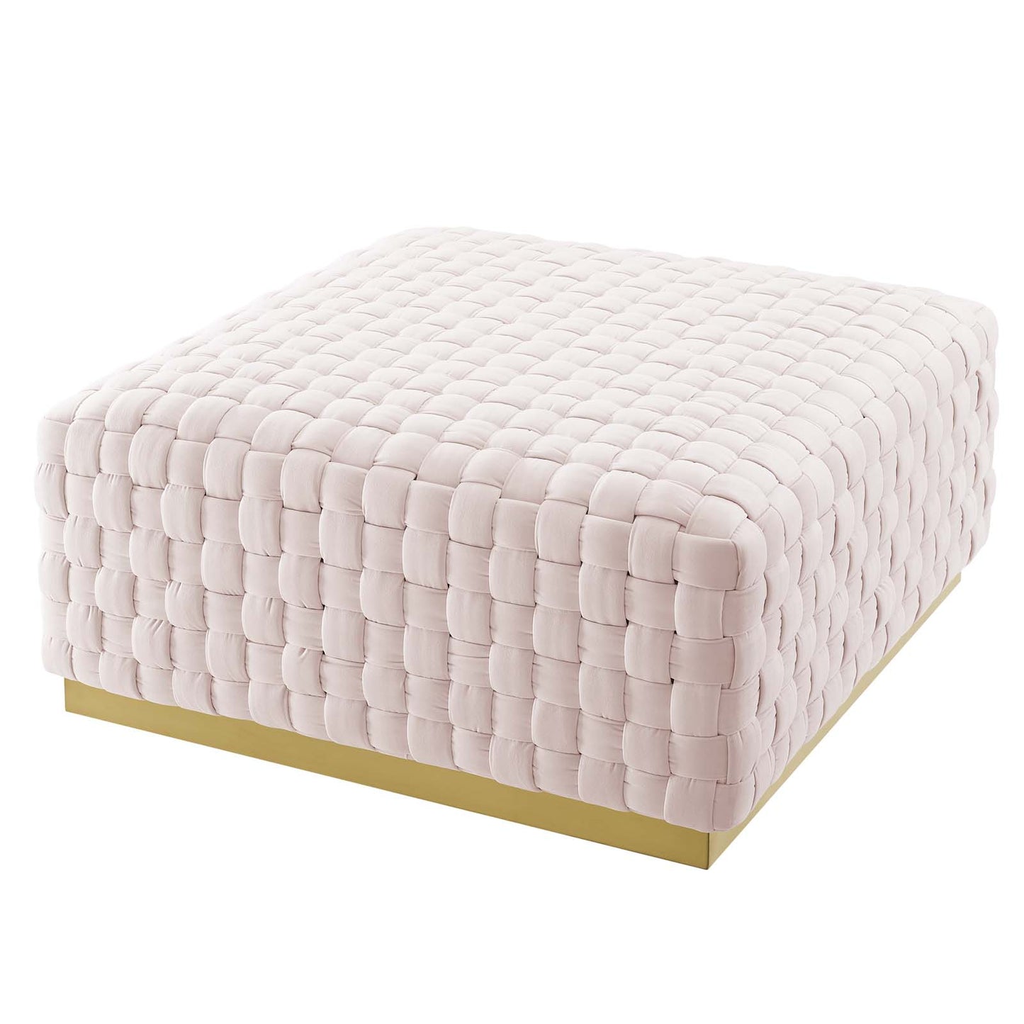 Florence Square Performance Velvet Ottoman, Velvet, Pink, 19653