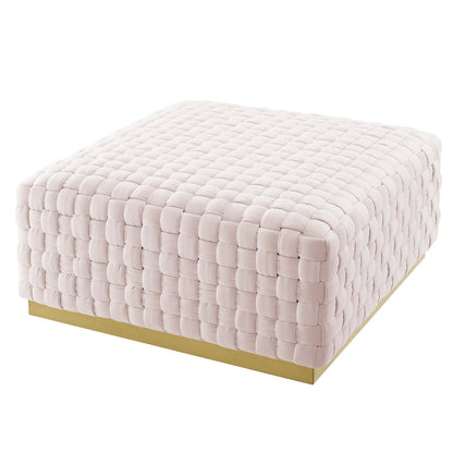 Florence Square Performance Velvet Ottoman, Velvet, Pink, 19653
