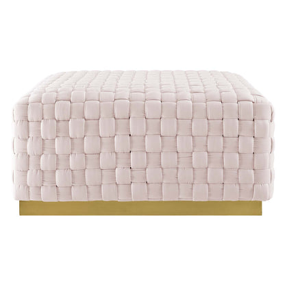 Florence Square Performance Velvet Ottoman, Velvet, Pink, 19653