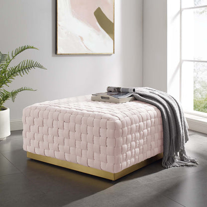 Florence Square Performance Velvet Ottoman, Velvet, Pink, 19653