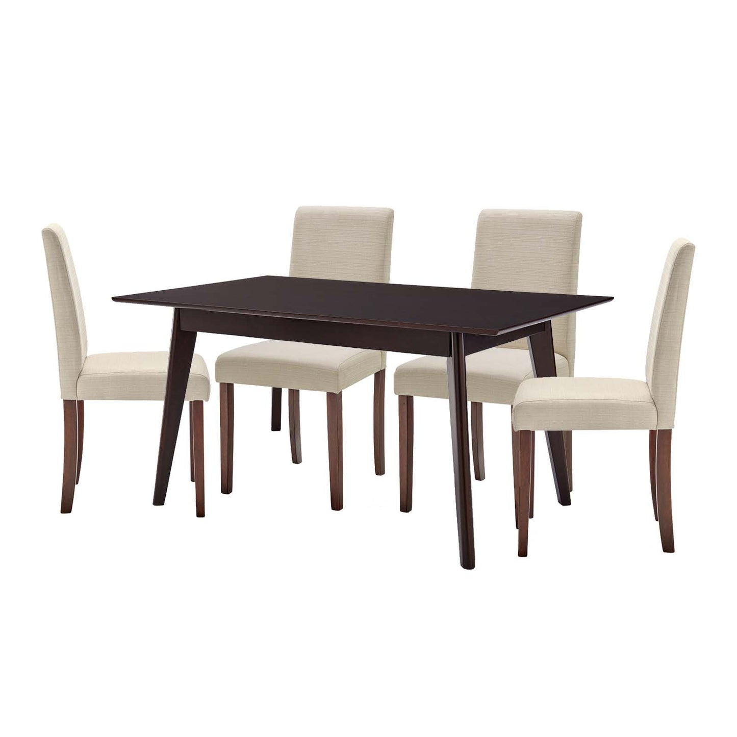 Prosper 5 Piece Upholstered Fabric Dining Set, Fabric, Drak Brown Beige, 19654