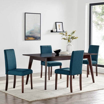 Prosper 5 Piece Upholstered Fabric Dining Set, Fabric, Drak Brown Blue, 19655
