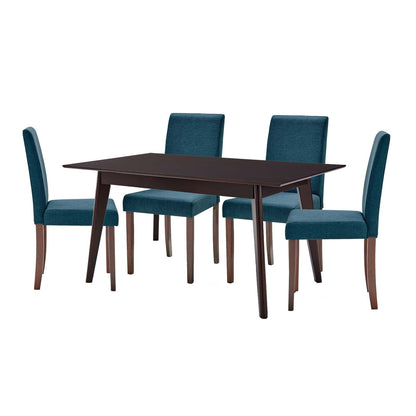 Prosper 5 Piece Upholstered Fabric Dining Set, Fabric, Drak Brown Blue, 19655