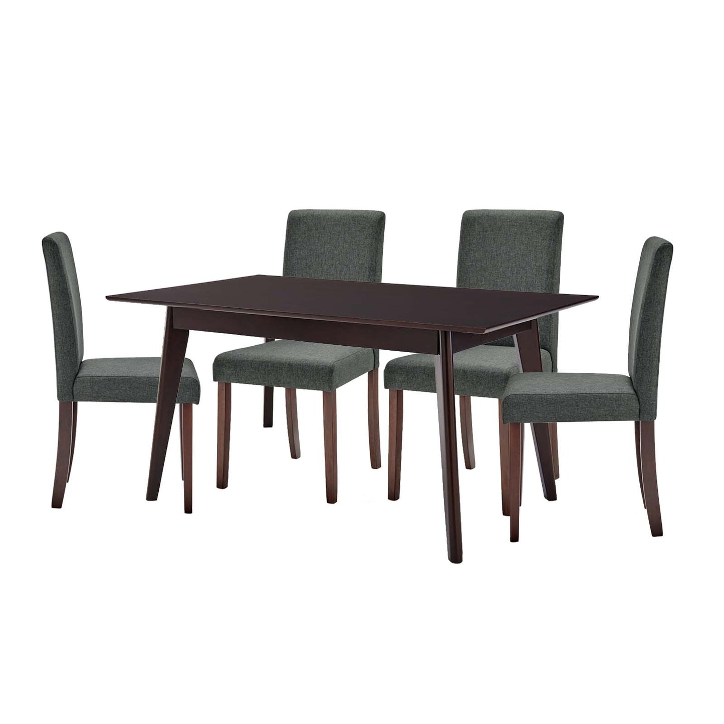 Prosper 5 Piece Upholstered Fabric Dining Set, Fabric, Drak Brown Grey Gray, 19656