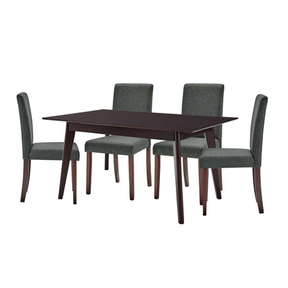 Prosper 5 Piece Upholstered Fabric Dining Set, Fabric, Drak Brown Grey Gray, 19656