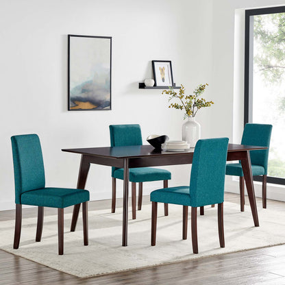 Prosper 5 Piece Upholstered Fabric Dining Set, Fabric, Drak Brown Teal Blue, 19657