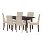 Prosper 7 Piece Upholstered Fabric Dining Set, Fabric, Drak Brown Beige, 19658