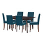 Prosper 7 Piece Upholstered Fabric Dining Set, Fabric, Drak Brown Blue, 19659