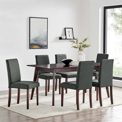 Prosper 7 Piece Upholstered Fabric Dining Set, Fabric, Drak Brown Grey Gray, 19660