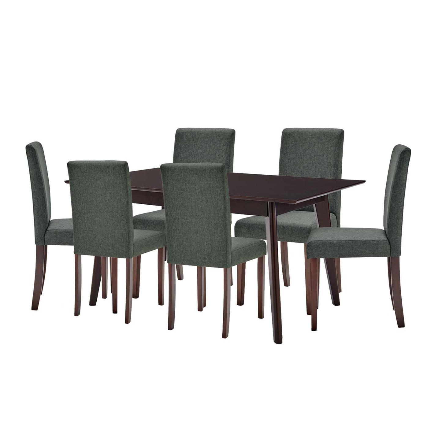 Prosper 7 Piece Upholstered Fabric Dining Set, Fabric, Drak Brown Grey Gray, 19660