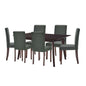 Prosper 7 Piece Upholstered Fabric Dining Set, Fabric, Drak Brown Grey Gray, 19660