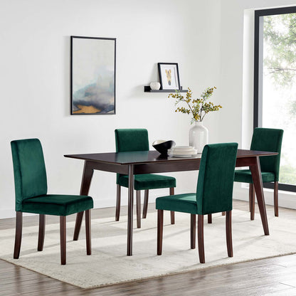 Prosper 5 Piece Upholstered Velvet Dining Set, Velvet, Drak Brown Green, 19662