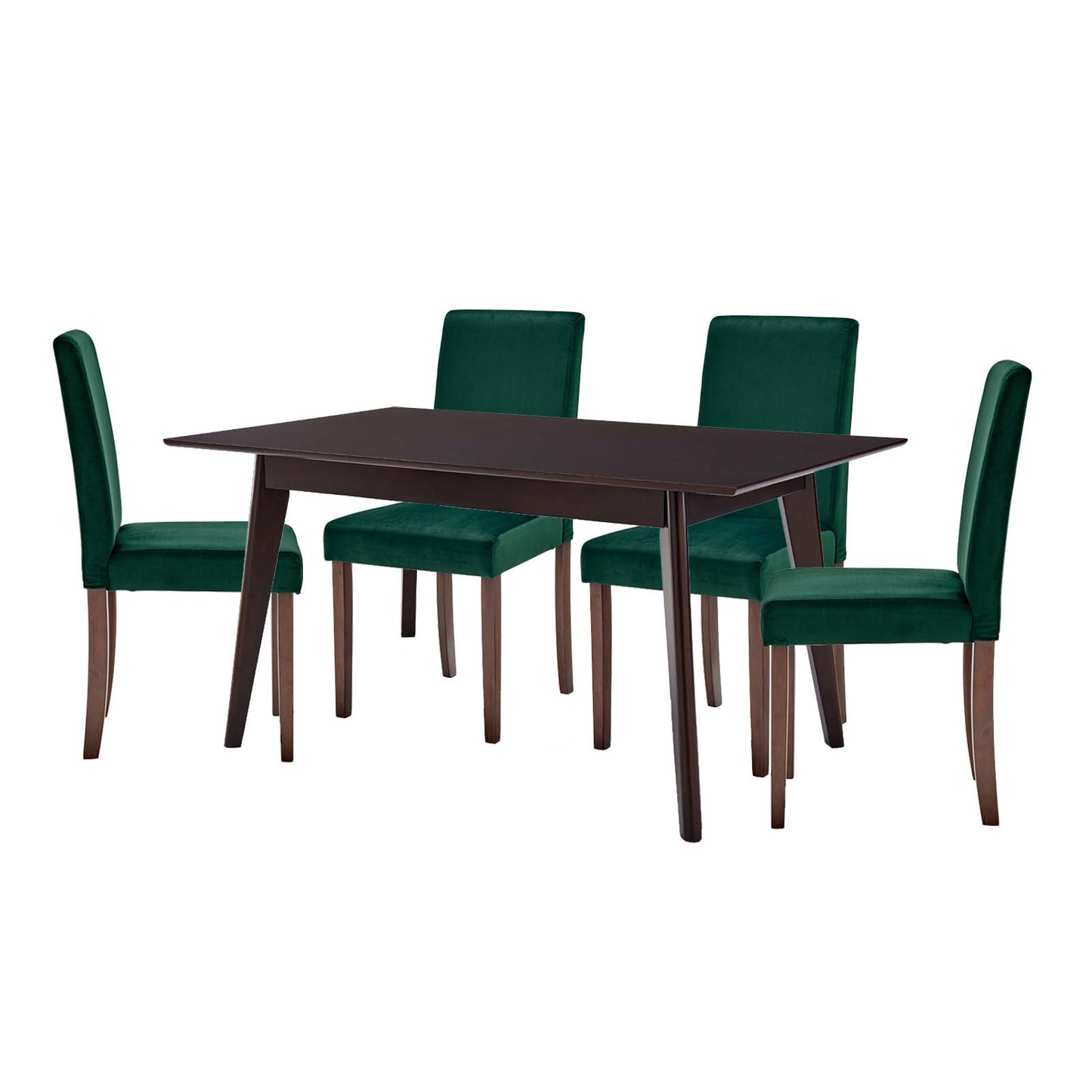 Prosper 5 Piece Upholstered Velvet Dining Set, Velvet, Drak Brown Green, 19662