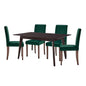 Prosper 5 Piece Upholstered Velvet Dining Set, Velvet, Drak Brown Green, 19662