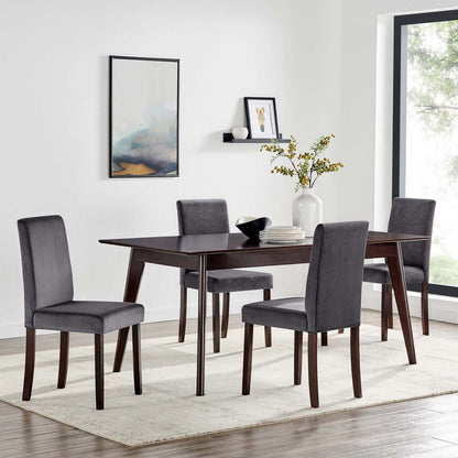 Prosper 5 Piece Upholstered Velvet Dining Set, Velvet, Drak Brown Grey Gray, 19663