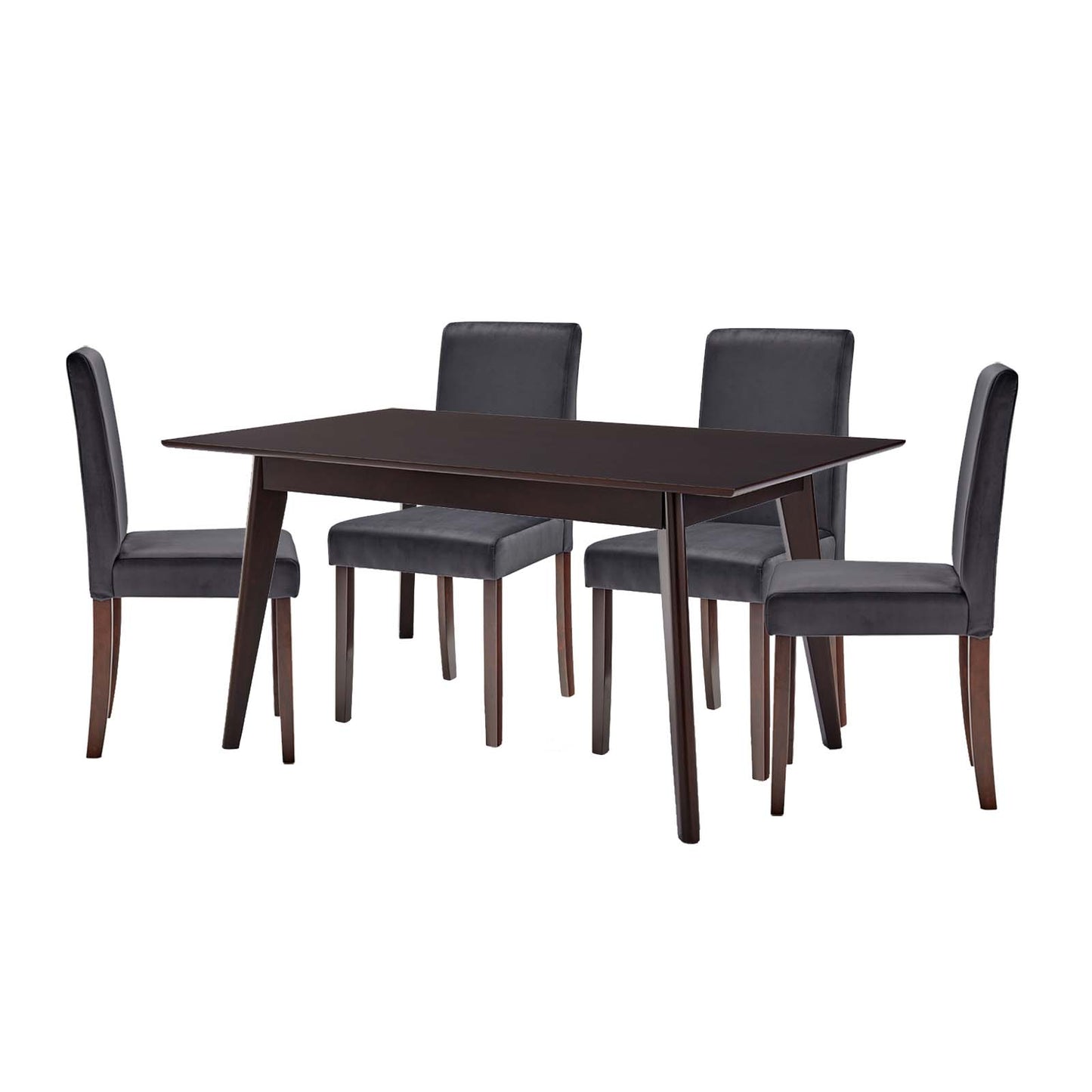Prosper 5 Piece Upholstered Velvet Dining Set, Velvet, Drak Brown Grey Gray, 19663