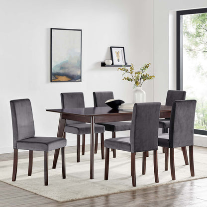 Prosper 7 Piece Upholstered Velvet Dining Set, Velvet, Drak Brown Grey Gray, 19666
