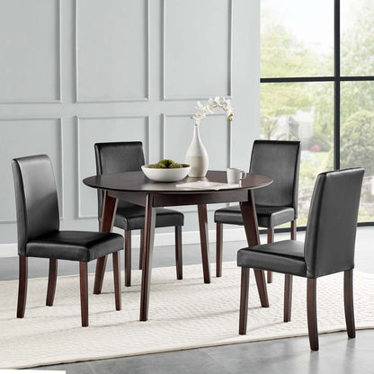 Prosper 5 Piece Faux Leather Dining Set, Faux Leather, Drak Brown Black, 19668