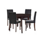 Prosper 5 Piece Faux Leather Dining Set, Faux Leather, Drak Brown Black, 19668