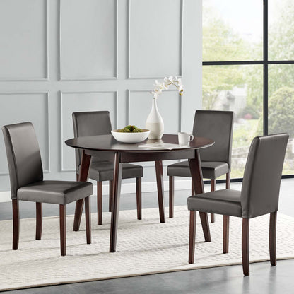 Prosper 5 Piece Faux Leather Dining Set, Faux Leather, Drak Brown Grey Gray, 19669