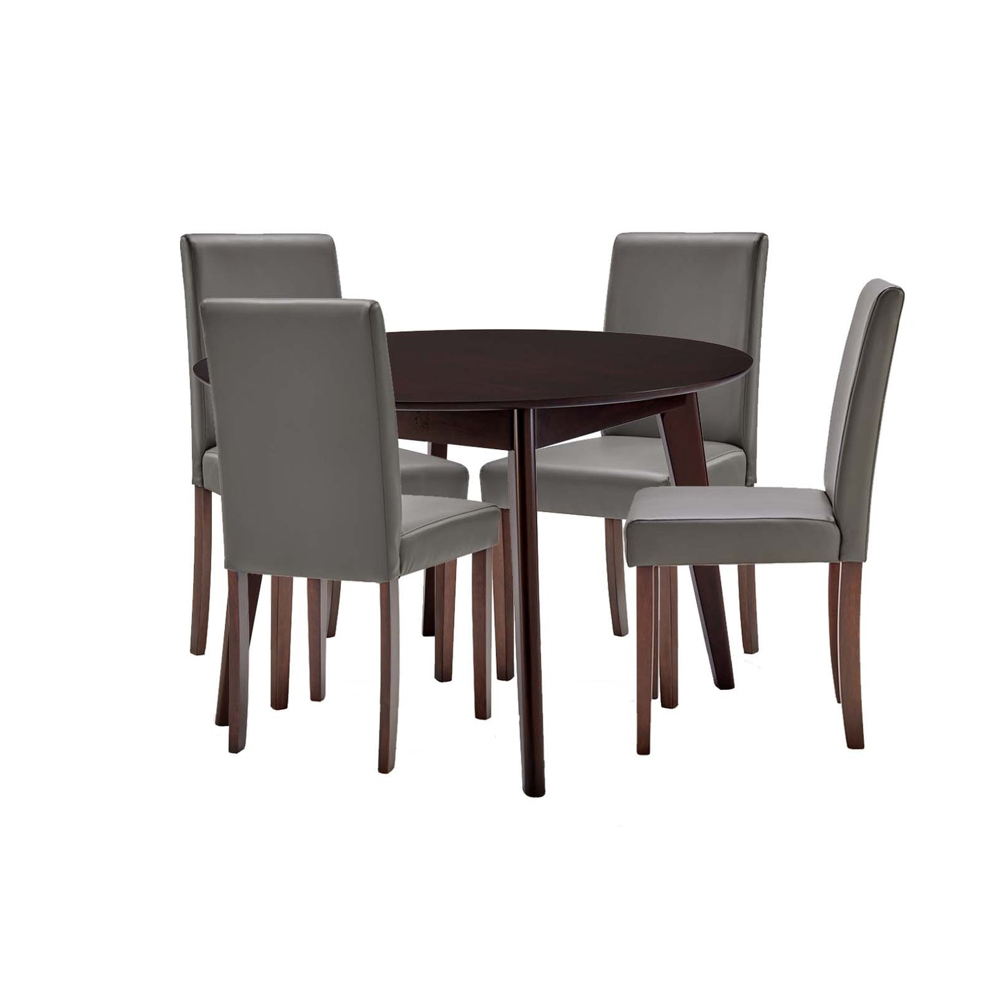 Prosper 5 Piece Faux Leather Dining Set, Faux Leather, Drak Brown Grey Gray, 19669