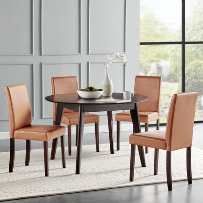 Prosper 5 Piece Faux Leather Dining Set, Faux Leather, Drak Brown Tan, 19670