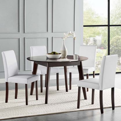 Prosper 5 Piece Faux Leather Dining Set, Faux Leather, Drak Brown White, 19671